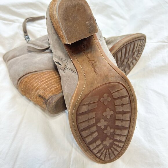 Sam Edelman Gray Suede Ankle Boots Block Heel Zip Up Western Bootie Size 8 - Picture 6 of 8